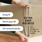Extra Deep Pocket Full Sheets - 4 Piece Breathable & Cooling Bed Sheets - Hotel Luxury Bed Sheet Set - Soft, Wrinkle Free & Comfy - Easily Fits Extra Deep Mattresses - Deep Pocket Heathered Tan Sheets