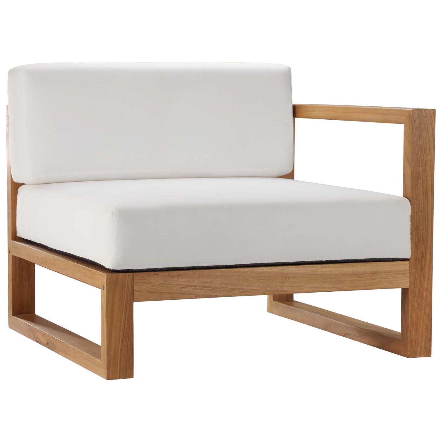 Modway Eei-4123-Nat-Whi Upland Patio Teak Wood Right-Arm Chair, Natural White