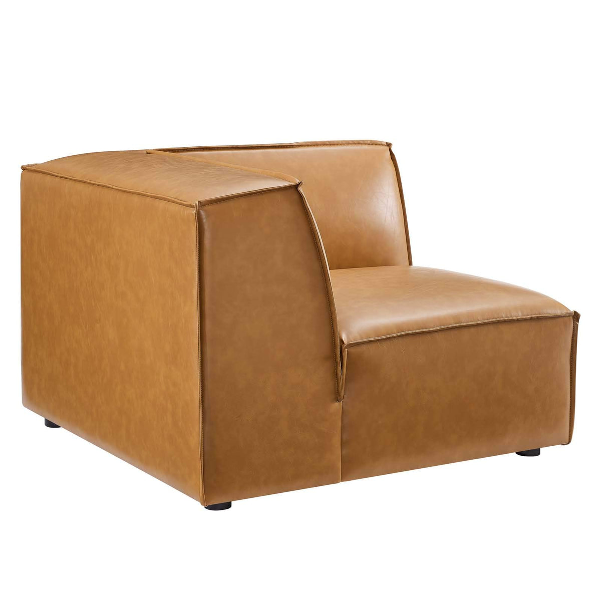 Modway Restore Vegan Leather Sectional Sofa Corner Chair In Tan