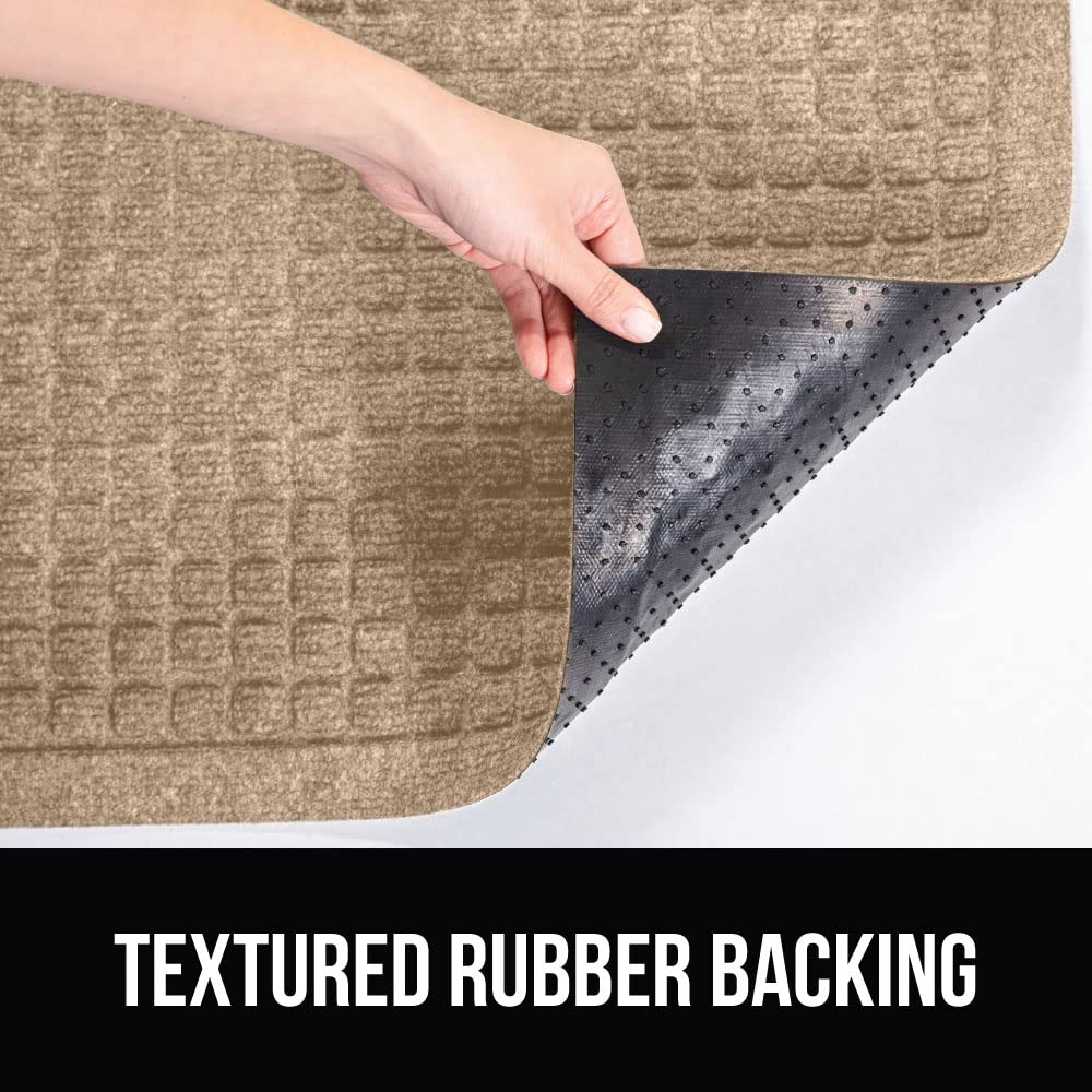 Gorilla Grip Ultra Absorbent Moisture Guard Doormat, Absorbs Up To 1.7 Cups Of Water, Stain And Fade Resistant, Spiked Rubber Backing, All Weather Mats Capture Dirt, Indoor Outdoor, 29X17, Beige