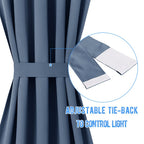 Nicetown Door Curtain Panel - Room Darkening Blackout Sliding French Door Curtain For Small Window, Rod Pocket Single Panel, 25' Width X 40' Lenght, Stone Blue