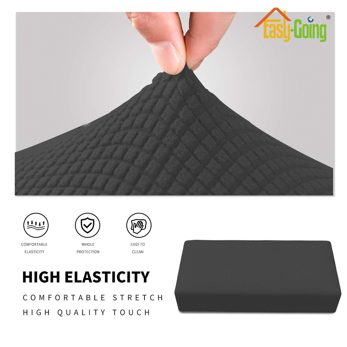Easy-Going Stretch Ottoman Cover Folding Storage Stool Furniture Protector Soft Rectangle Slipcover With Elastic Bottom (Xx-Large,Dark Gray)