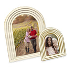 Isaac Jacobs 2X3 Vertical White With Gold Arc Resin Picture Frame With Gradient Design, Decorative Photo Frame, Tabletop & Wall