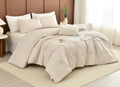 Cozytide Queen Comforter Set(90'X95'),100% Cotton Pinch Pleated Bedding Set,3 Pieces Soft Lightweight Solid Color Bedding Comf