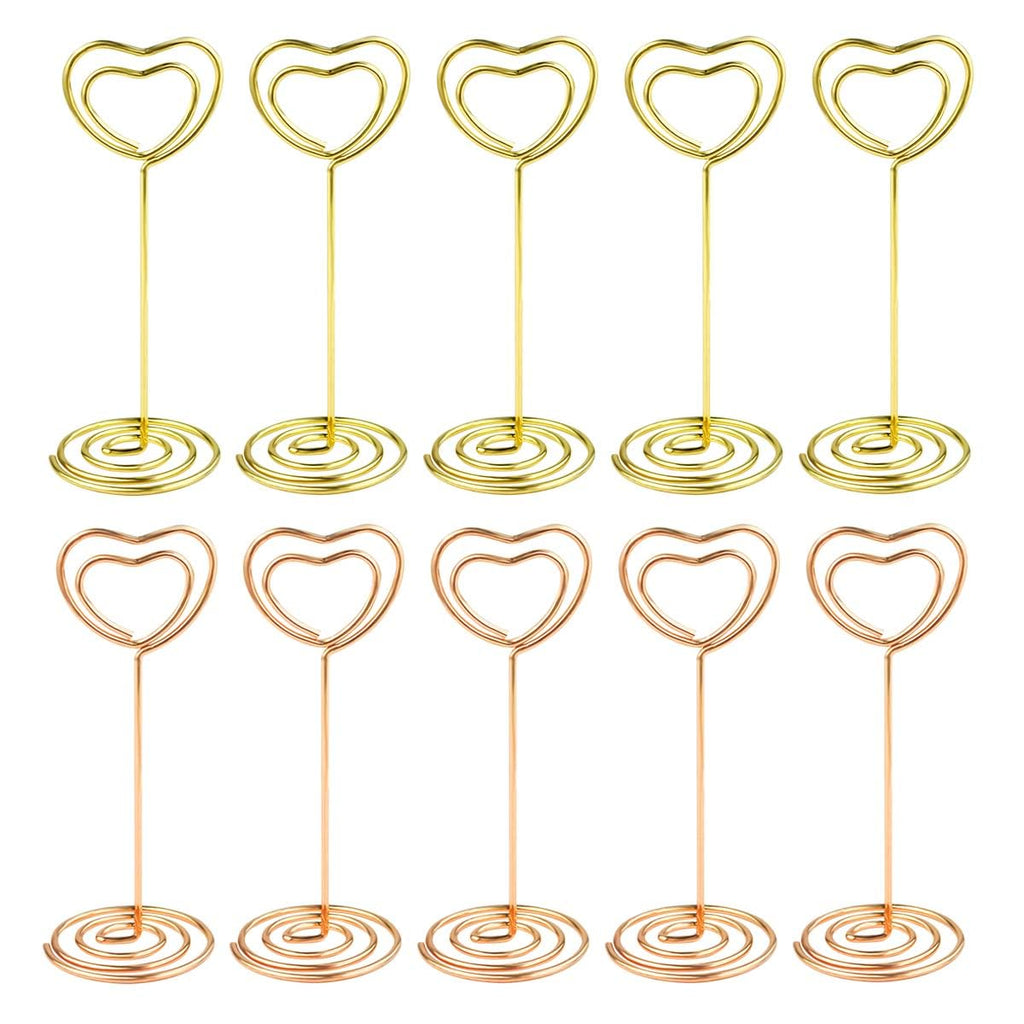 10 Pcs Table Number Holders Heart Shaped Table Number Stand Place Card Holder Mini Wire Table Card Holder Picture Photo Holders 