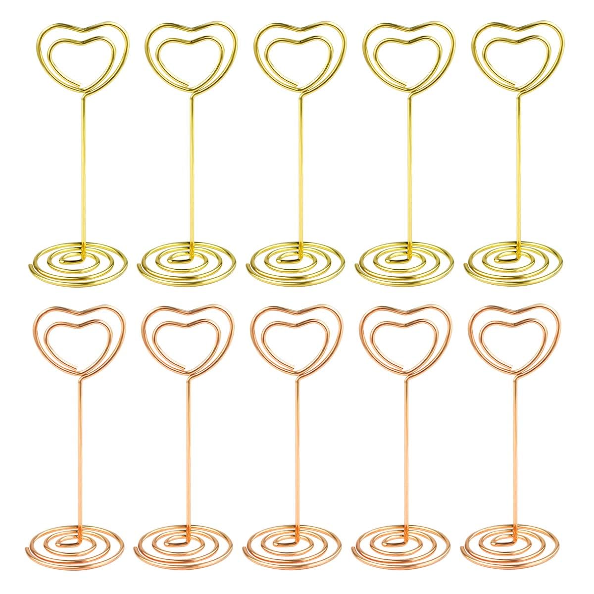 10 Pcs Table Number Holders Heart Shaped Table Number Stand Place Card Holder Mini Wire Table Card Holder Picture Photo Holders 