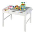 Costzon Kids Table, 3 in 1 Wood Building Block Desk w/Storage, Paper Roll, Reversible Tabletop for Toddler Arts, Crafts, Drawing