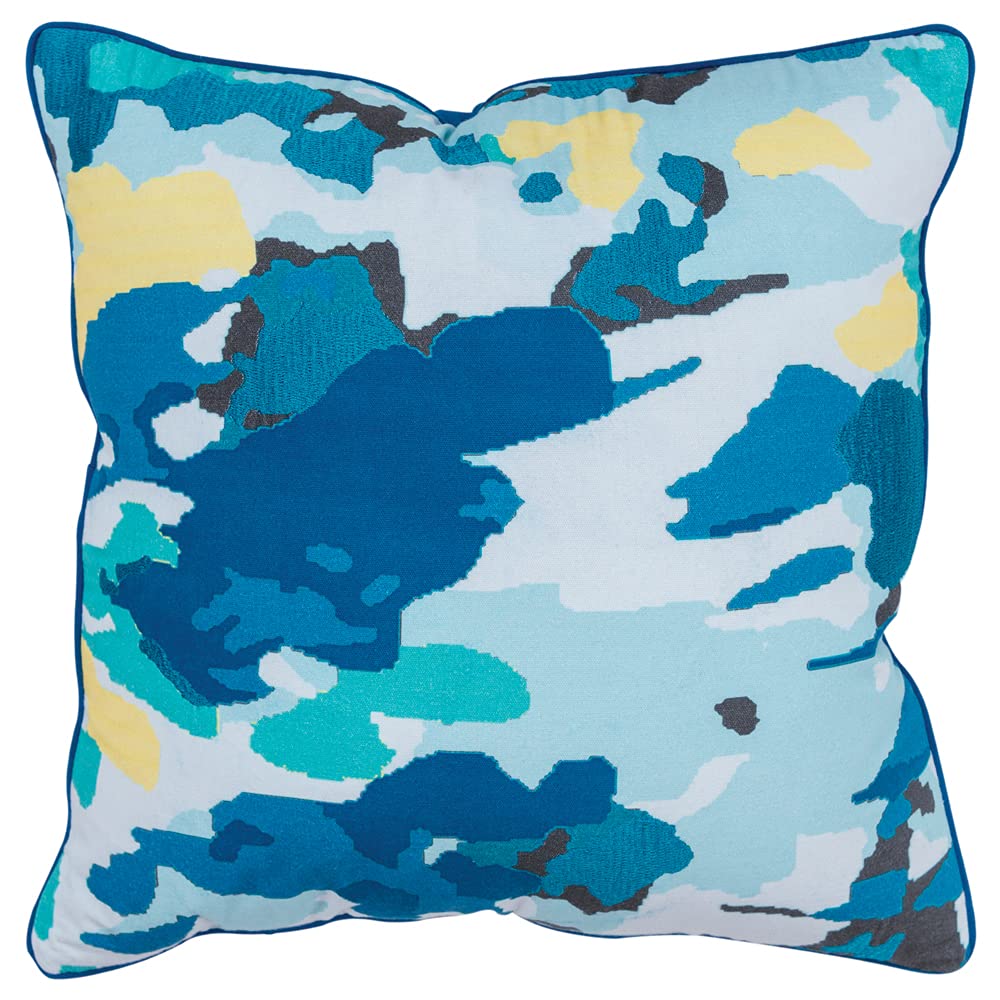 Rizzy Home Connie Post Impressionistic 20" x 20" Poly Filled Pillow in Teal