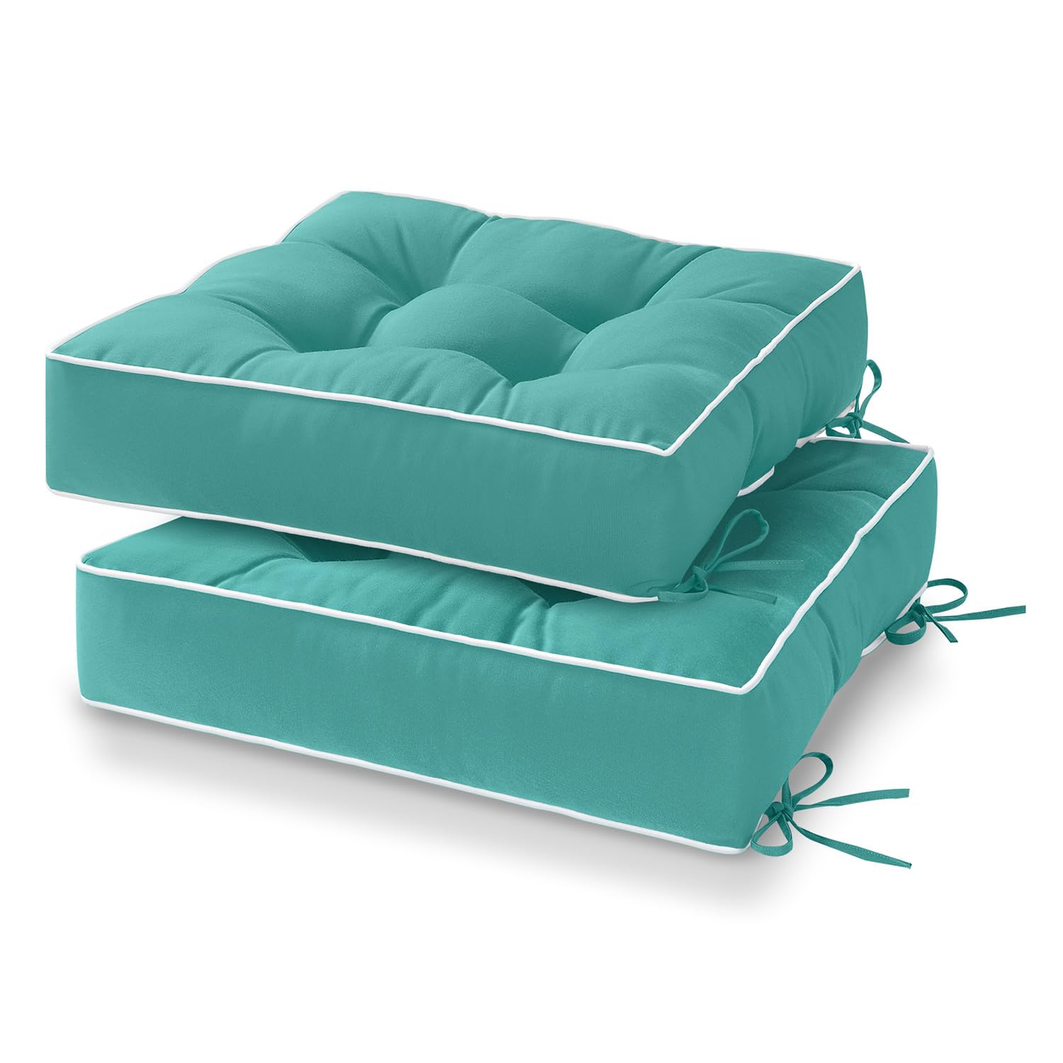 Harborest Outdoor Chair Cushions Set Of 2, Tufted Patio Chair Cushions With Ties, Square Corner Outdoor Cushions For Patio Furni