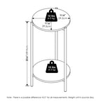 Furinno Besi 2-Tier Modern Tall Round Side End Table with Sturdy Metal Legs, Set of 2, White/Black
