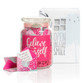 KindNotes Glass Keepsake Gift Jar with INSPIRATIONAL Messages - Floral Puffs Believe in Yourself