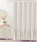 Felisa Farmhouse Shower Curtain With A Ruffle Hem, Linen Blend Shower Curtain For Bathroom,Natural,72'X72'