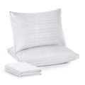 Puredown Goose Feathers And Down Pillows With Gusseted 2 Outer Protectors, Cotton Fabric, White, Standard/Queen Size, Set Of 2