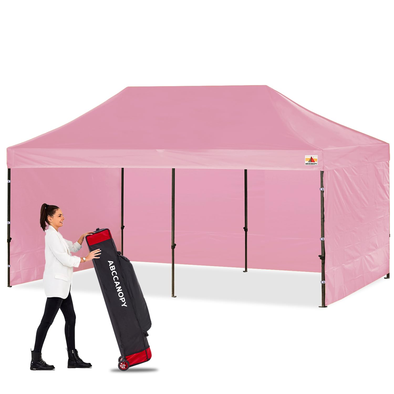 Abccanopy Classic Ez Pop Up Canopy Tent With Sidewalls 10X20 Market And Patio-Series, Pink