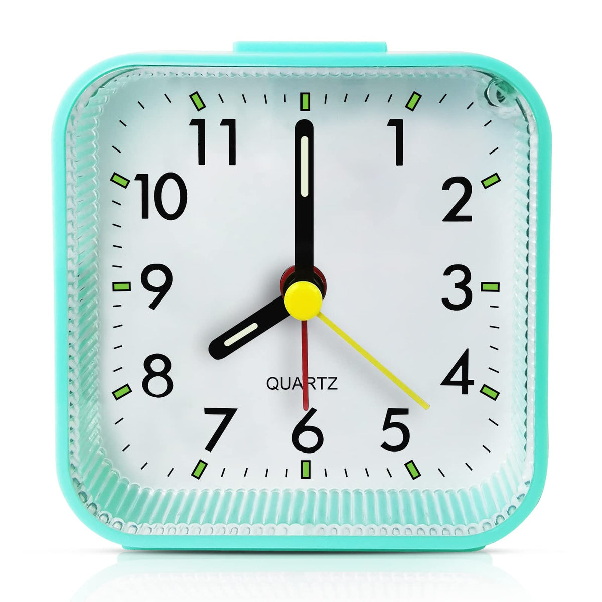 Lamisola Small Battery Operated Analog Alarm Clock, Travel Clock,Quieter Bedside Clocks for Bedrooms Bathroom Shelf Desk,Green
