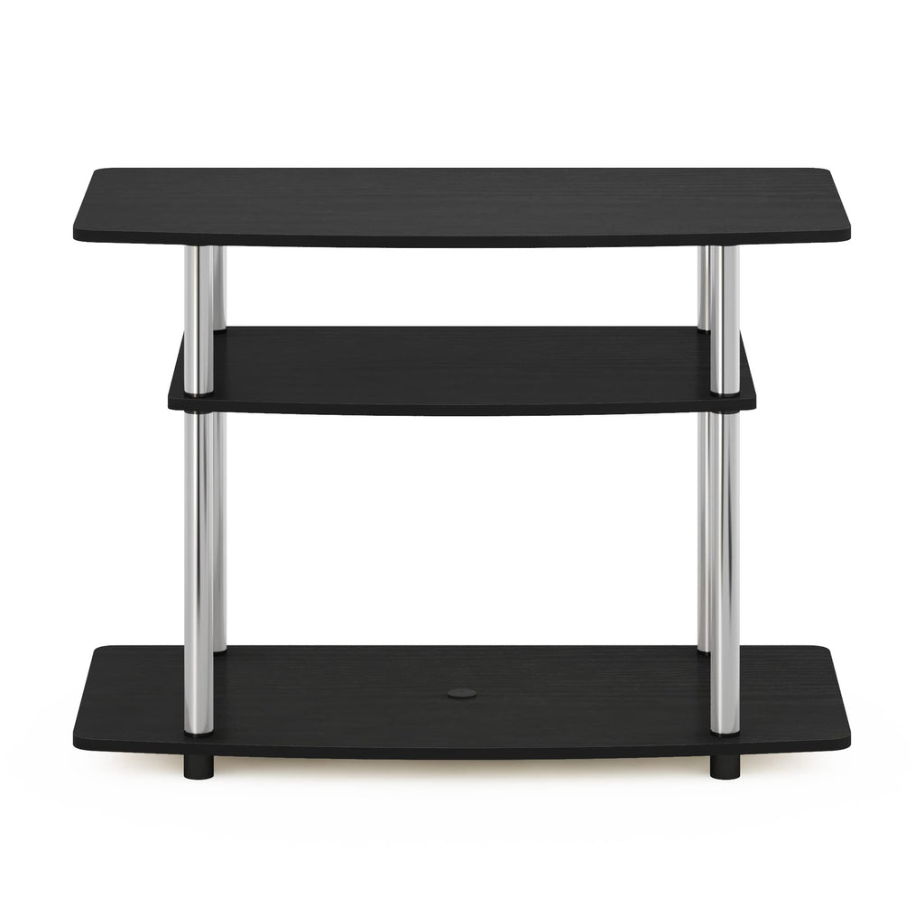 Furinno Turn-N-Tube No Tools 3-Tier Entertainment Center TV Stand for TV up to 32 Inch, Stainless Steel Tubes, Americano/Chrome