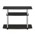 Furinno Turn-N-Tube No Tools 3-Tier Entertainment Center TV Stand for TV up to 32 Inch, Stainless Steel Tubes, Americano/Chrome