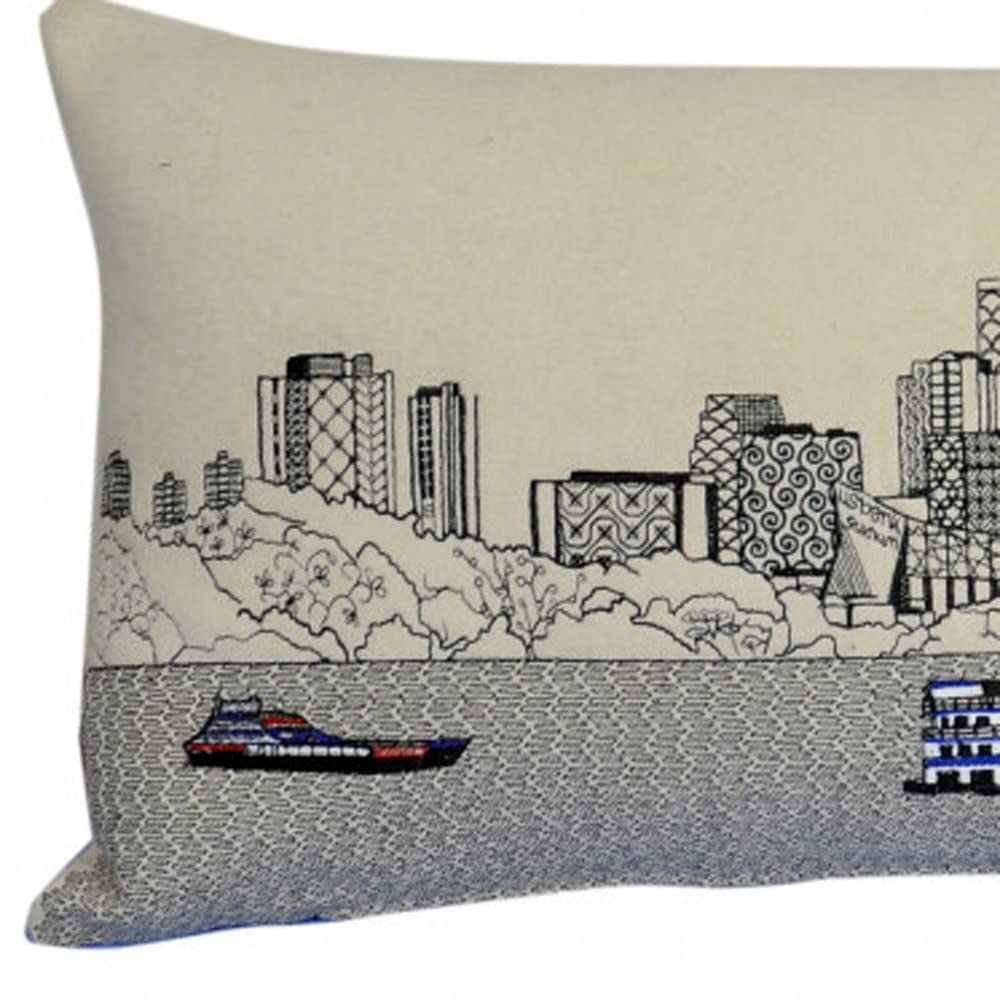 HomeRoots Cream 35' White Minneapolis Daylight Skyline Lumbar Decorative Pillow