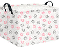 CLOCOR Rectangular Storage Basket Empty,Gift Basket,Waterproof Storage Bin with Handles,Room Decor(Pink Paw)