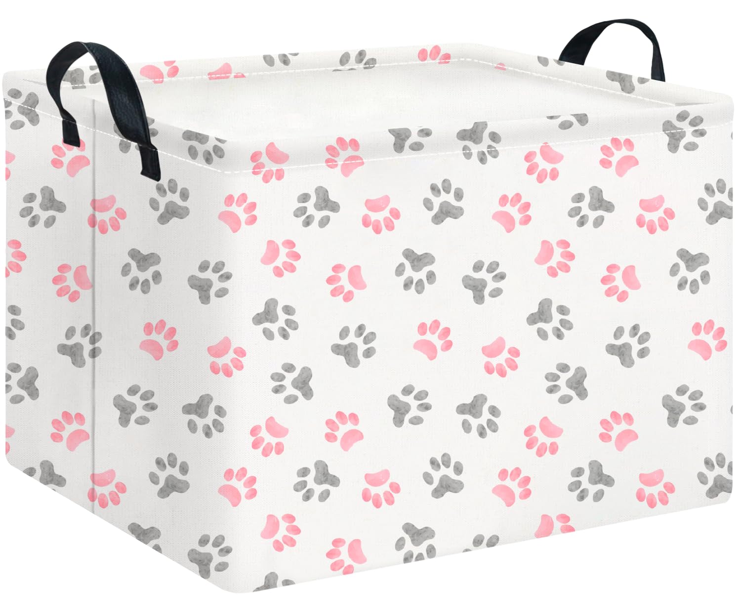 CLOCOR Rectangular Storage Basket Empty,Gift Basket,Waterproof Storage Bin with Handles,Room Decor(Pink Paw)