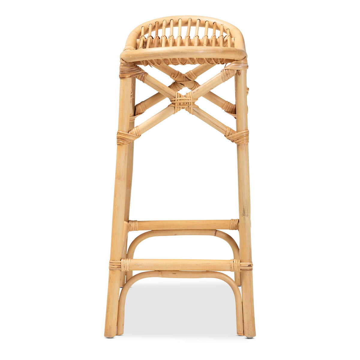 Baxton Studio Elgon Natural Rattan Stool, Counter Height