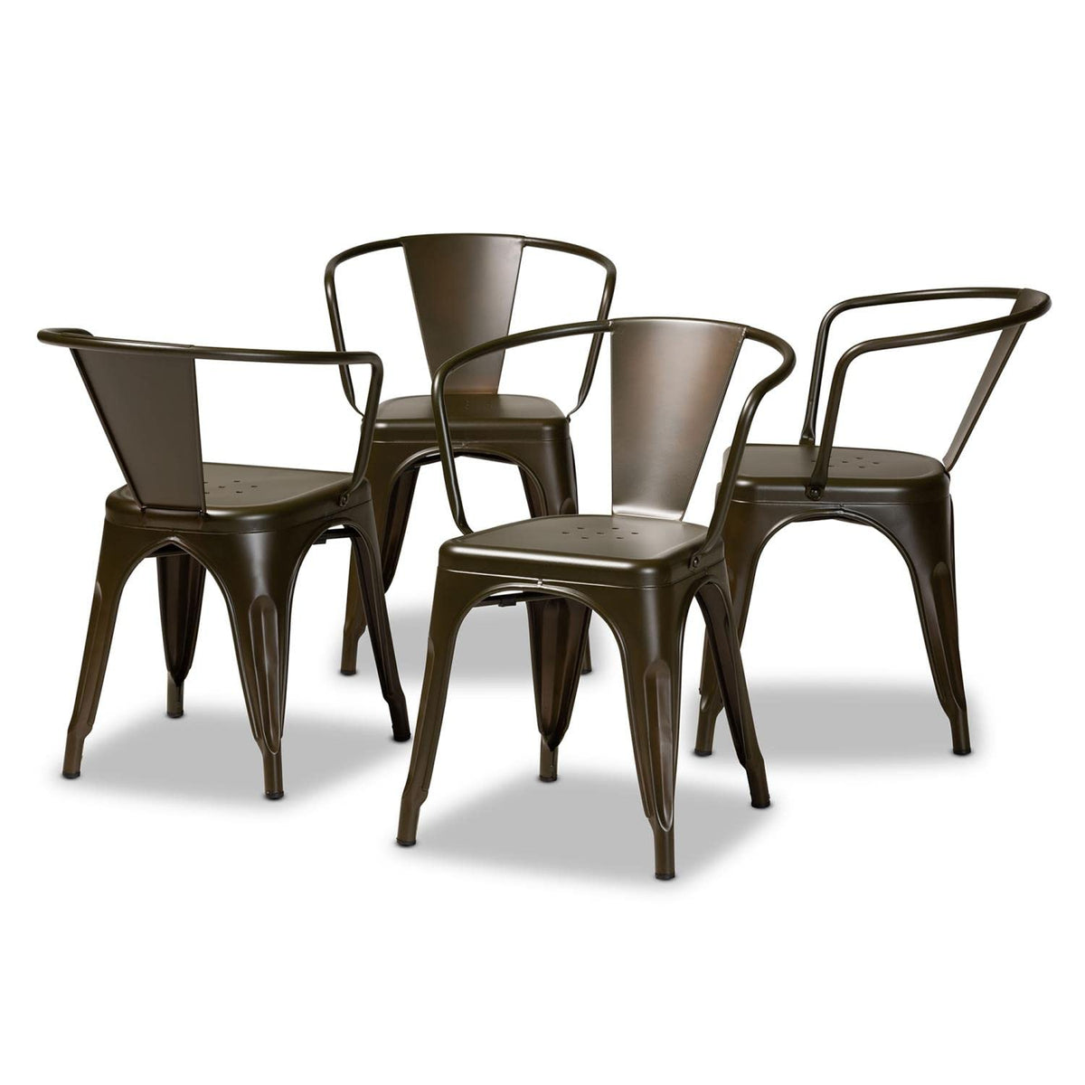 Baxton Studio Ryland Modern Industrial Brown Finished Metal 4Piece Dining Chair Set