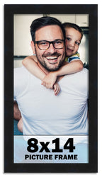 8x14 Frame Black Picture Frame - Complete Modern Photo Frame Includes UV Acrylic Shatter Guard Front, Acid Free Foam Backing Boa