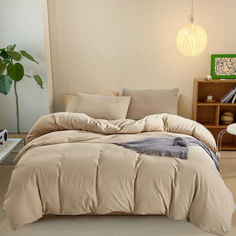 CLOTHKNOW Champagne Comforter Set King 3Pcs Beige Bedding Comforter Sets Light Brown Comforter King Size Taupe Comforter Soft Li