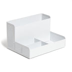 U Brands Modern Perforated Storage Cup Desk Organizer, Office Supplies, White, Metal, 1 Count