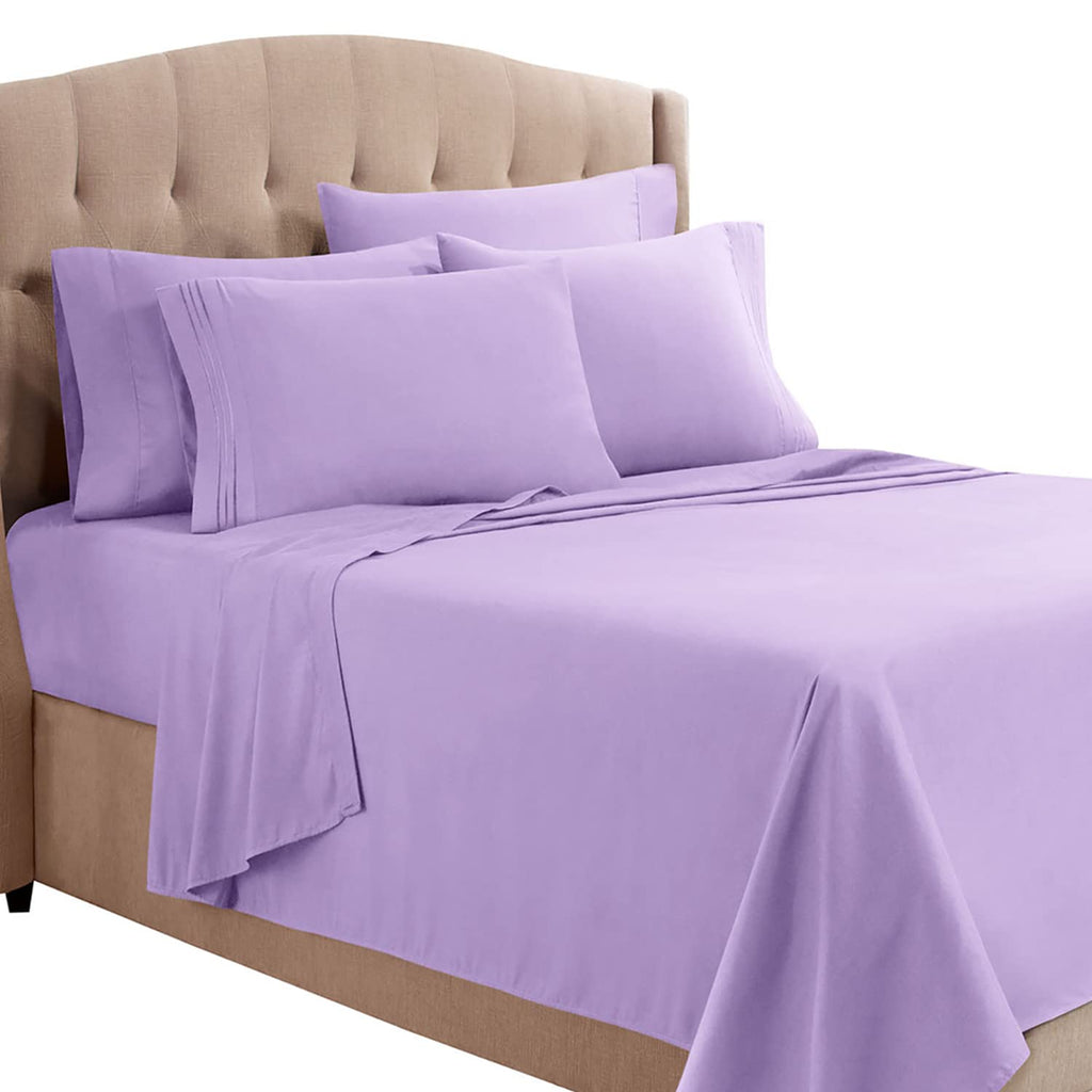 Clara Clark Queen Sheets, 6 Piece Set - Hotel Luxury Sheets For Queen Size Bed, Super Soft Bedding Sheets & Pillowcases, Queen Size Sheets, Lavender