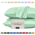 Elegant Comfort Silky And Luxurious 2-Piece Satin Pillowcase Set For Healthier Skin And Hair, Hidden Zipper Closure And Beautifully Packaged, Satin Pillowcase Set, Standard/Queen, Mint Green