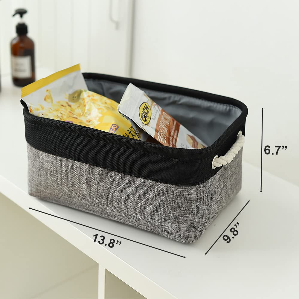 Thewarmhome Storage Basket For Organizing - 14X10X7 Inch Medium 3 Pack Collapsible Storage Bin For Shelves With Rope, Fabric Sto