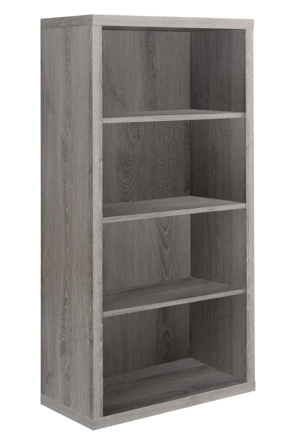 Monarch Specialties 7060 Bookshelf, Bookcase, Etagere, 5 Tier, H, Office, Bedroom, Laminate, Brown, Contemporary, Modern Bookcase-48 H/Dark Taupe With Adjustable Shelves, 48-Inch