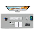 Mouse Pad With Wireless Charging Desk Mat With Wireless Charger Desk Pad Large 32X16 Waterproof Grey Leather Computer Mat Mousep