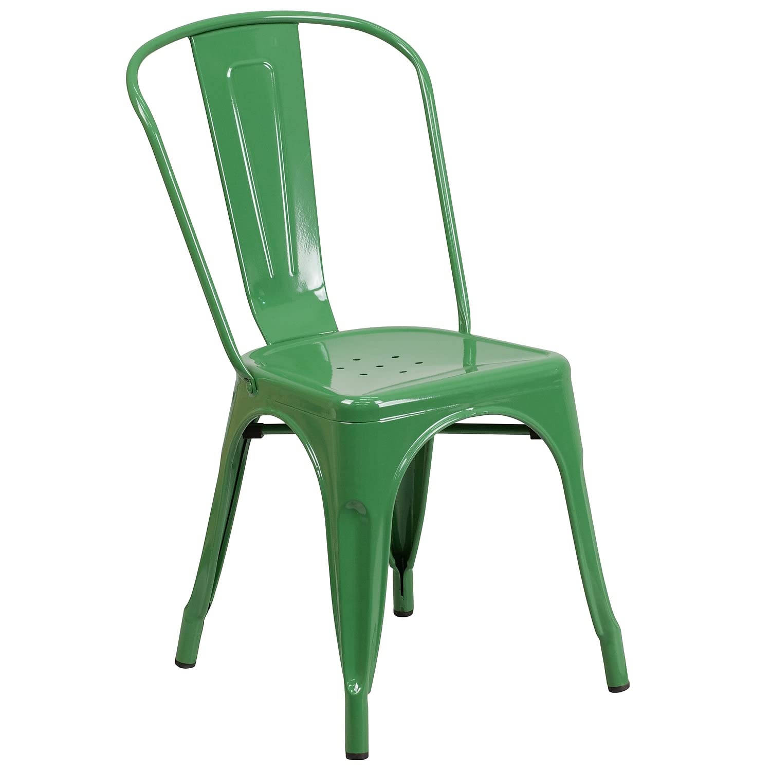 Flash Furniture Commercial Grade 30" Round Green Metal Indoor-Outdoor Table Set with 2 Cafe Chairs