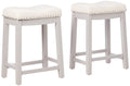 Angel Line Cambridge Bar Stools 24 Set of 2 Gray with White Cushion