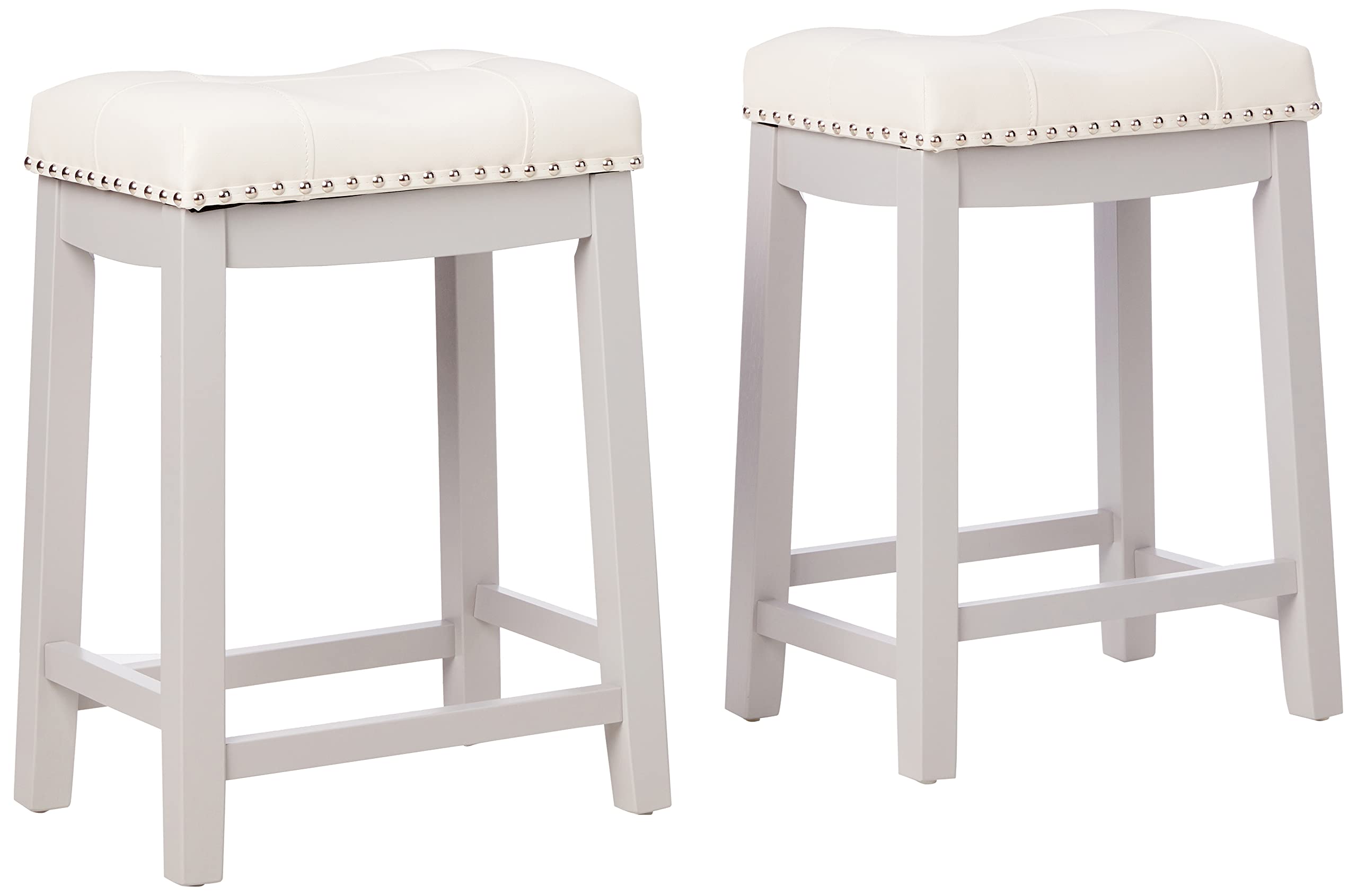 Angel Line Cambridge Bar Stools 24 Set of 2 Gray with White Cushion