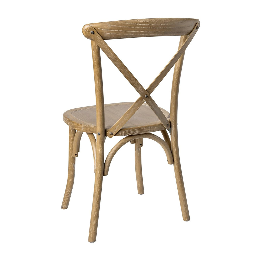 Flash Furniture Advantage Medium Natural With White Grain X-Back Chair