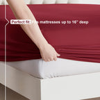 Nestl Full Size Sheet Sets - 4 Piece Full Size Sheets, Deep Pocket, Hotel Luxury, Extra Soft, Breathable And Cooling, Burgundy Red Bed Sheets For Full Size Mattress