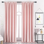 Nanbowang Pink Velvet Curtain For Living Room Super Soft Velvet 120 Inches Long Curtains Blackout Curtains For Bedroom Heavy Vel