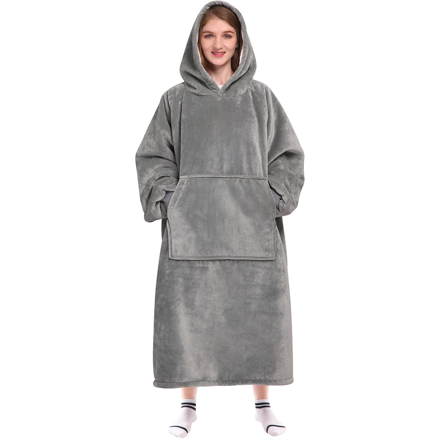 Waitu Wearable Blanket Sweatshirt Gifts For Women And Men, Sherpa Wearable Blanket Adult, Oversized Blanket Hoodie, Thick Sherpa