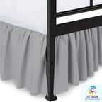 Ruffled Bed Skirt With Split Corners-Dust Ruffle - 24'' Drop 100% Microfiber Soft,Sheen & Luxurious Look - Bed Skirts (Light Gre