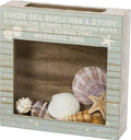 Primitives by Kathy Slat Wood Shell, 10 Length x 10 Height x 2.50 Width, Open Holder-Seashell