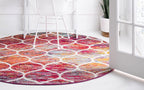 Unique Loom Trellis Frieze Collection Area Rug - Rounded (3' Round, Multi/ Black)