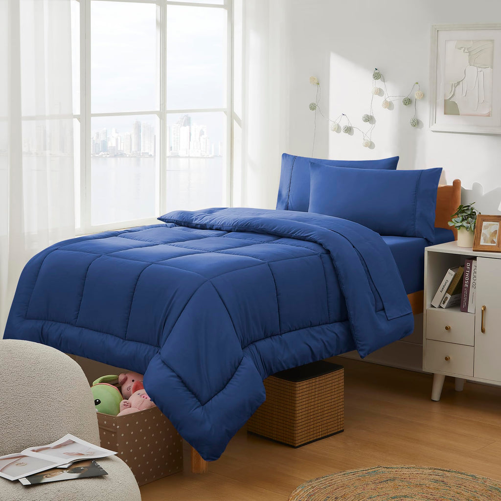 Dorm Room Essentials College Bedding Comforter Set 5 Piece Twin Size Bed In A Bag For College Students Boys And Girls, Twin, Roy