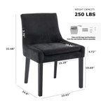 Colamy Modern Dining Chairs Set Of 6, Upholstered Corduroy Accent Side Leisure Chairs With Mid Back And Wood Legs For Living Room/Dining Room-Black