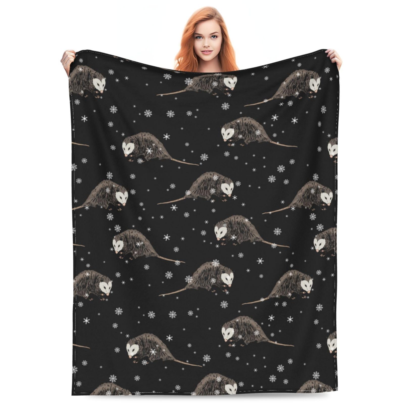 Opossum Throw Blanket Soft Cozy Plush Warm Fleece Blanket For Sofa Couch Bed 80'X60'
