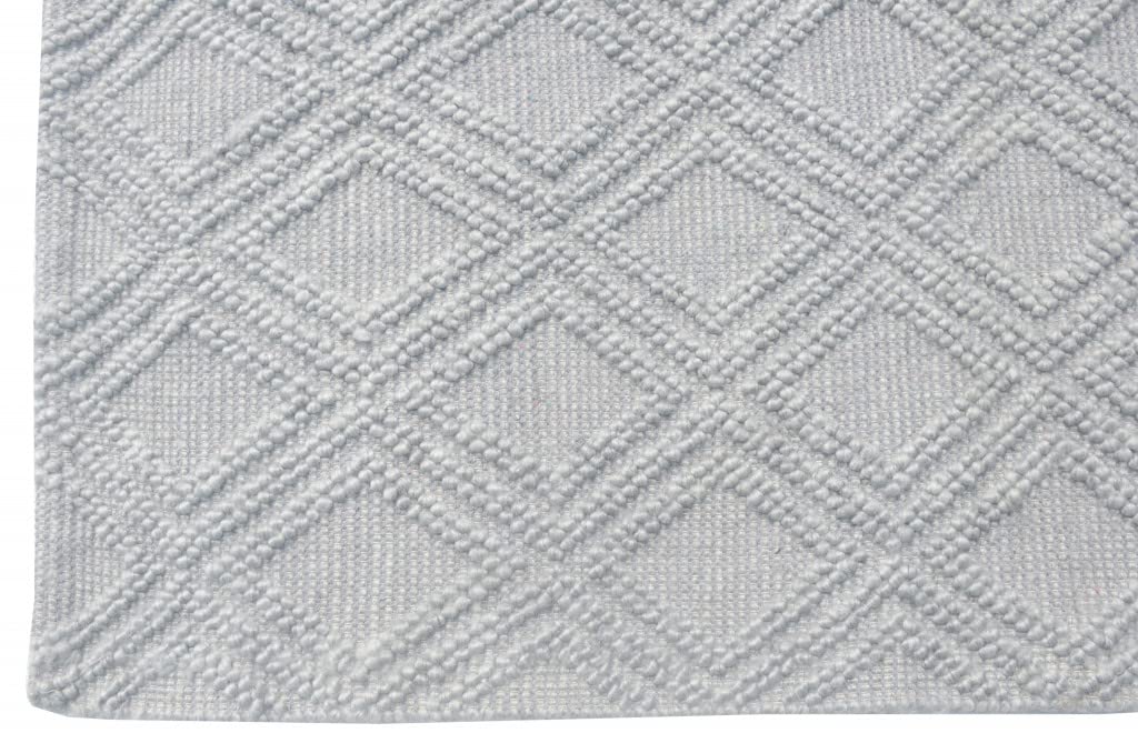 HomeRoots Grey PET Yarn 6’ x 9’ Gray Diamond Lattice Modern Area Rug