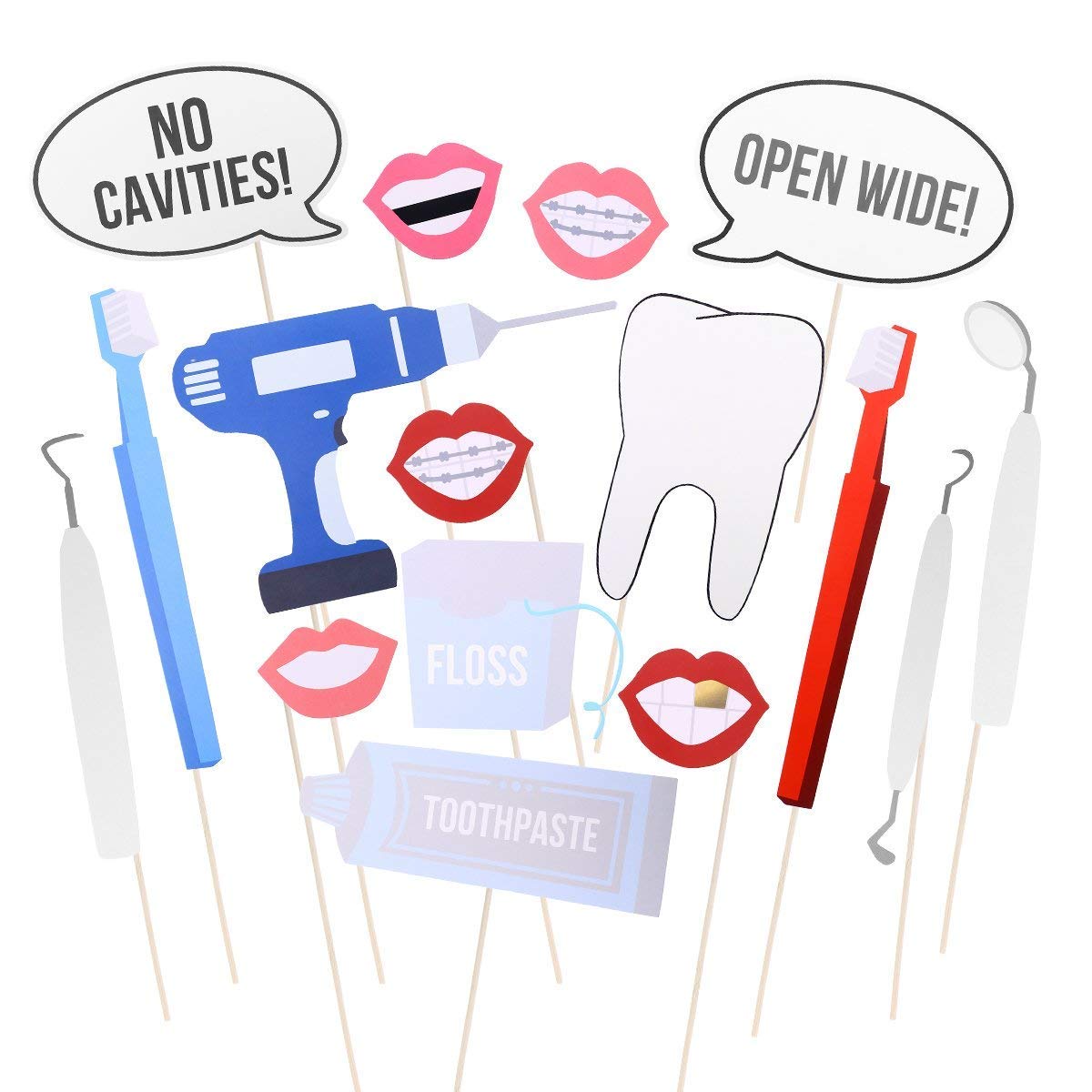 Binaryabc Dentist Photo Booth Props,Doctor Photo Booth Props,Dentist Graduation Party Supplies 16Pcs