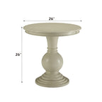 Acme Alyx Wooden Round Pedestal Table In Antique White